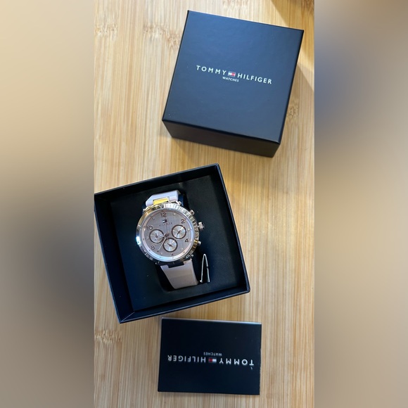 Tommy Hilfiger Watch With 38mm RoseGold Chronograph Face & Pink Silicone Band